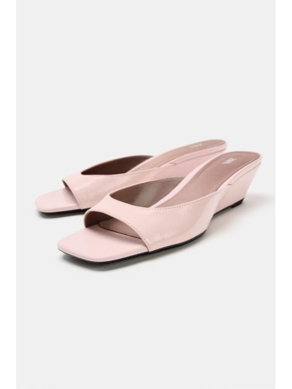 Zara Pink Rose Leather Wedge Sandals Open Toe Fashion Size 38 US 7.5 Shoes - Picture 1 of 11